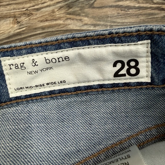 rag & bone Women's Lori Mid Rise Wide Leg Jeans Medium Wash Size 28 NEW $258 - Picture 6 of 12